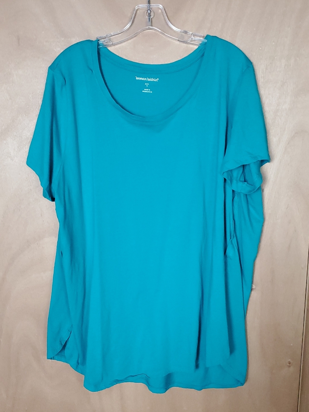 Woman Within Teal Scoop Neck Short Sleeve Tee